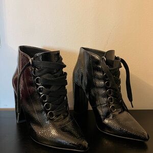 Black Lace-Up Ankle Boots